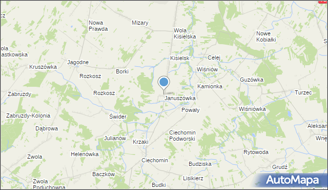 mapa Januszówka, Januszówka gmina Stoczek Łukowski na mapie Targeo